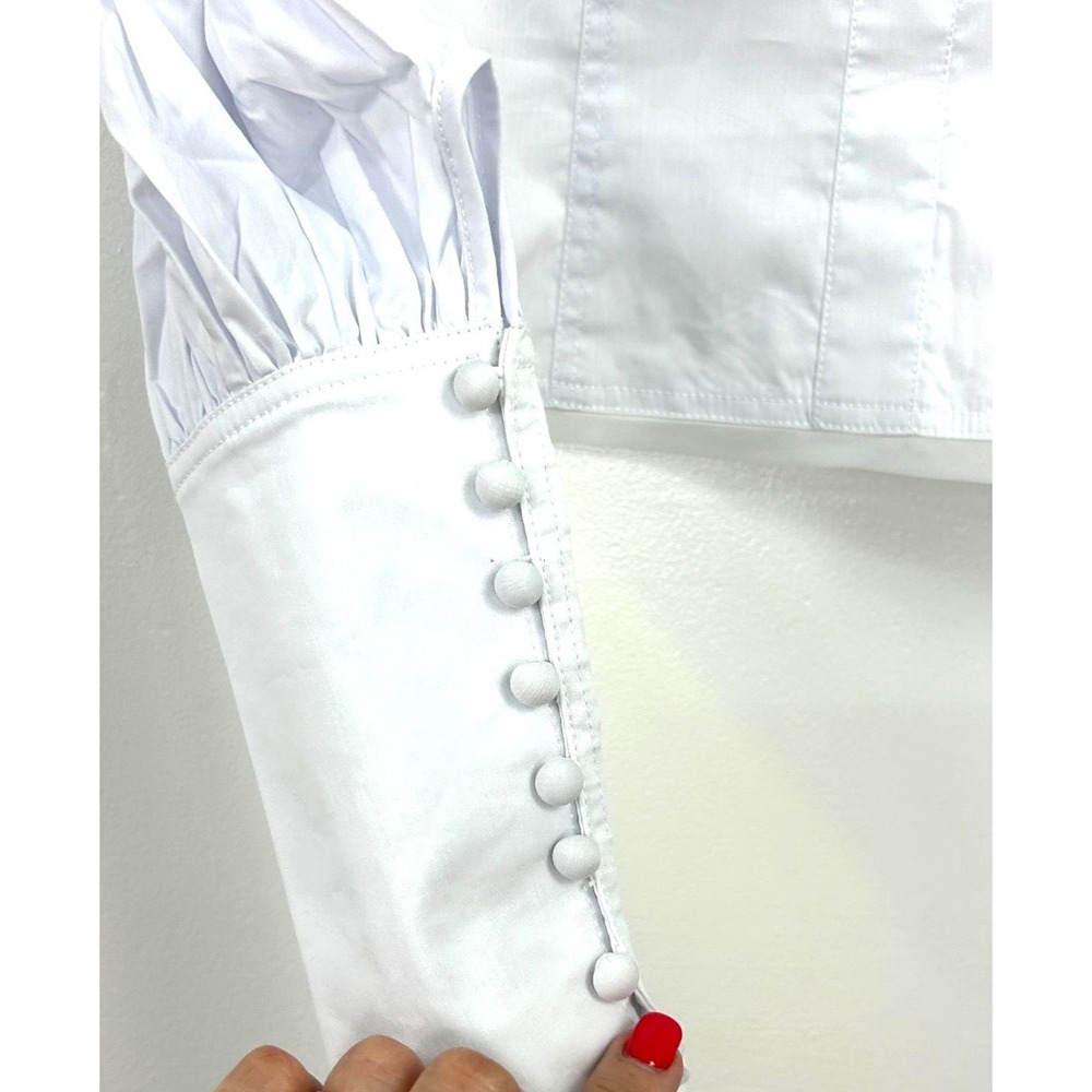New Choosy Priscilla Women White Top XS Puff Sleeve Medieval Festival Romantic - Picture 5 of 11